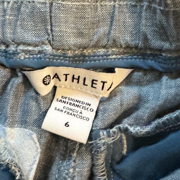 Athleta Linen Jogger Pants Cabi Light Blue Activewear Casual Comfy Womens 6 - Picture 4 of 6